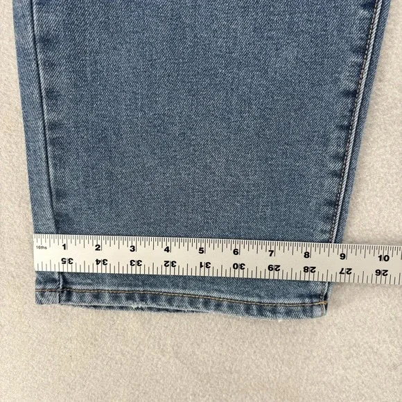 Seven7 Loose Straight Jeans Womens 8 Blue Medium Wash High Rise Stretch Baggy - Picture 9 of 13
